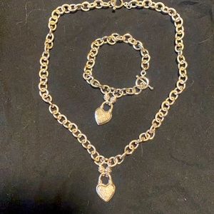 Zales white gold heart necklace and bracelet